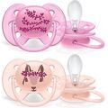 זוג מוצצי סיליקון לבנות 6-18 חודשים Avent Ultra Soft - עיצוב פרחים