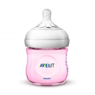 בקבוק נטורל Natural קטן 125 מ״ל 0+ בצבע ורוד Avent