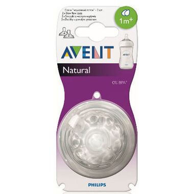 זוג פטמות לבקבוק נטורל זרימה בינונית 1M+ Avent
