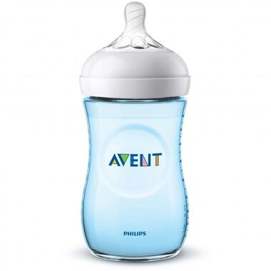 בקבוק נטורל Natural בינוני 260 מ״ל עם פיטמה 1m+ - כחול Avent