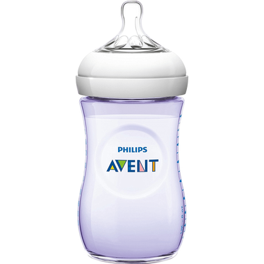 בקבוק נטורל Natural בינוני 260 מ״ל עם פיטמה 1m+ - סגול Avent