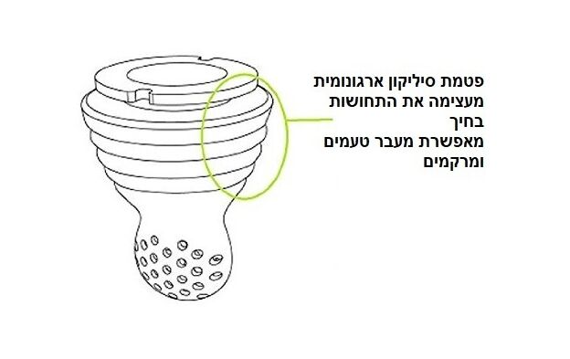 טעימון / נגיסון לתינוק עם פטמת סיליקון ומיכל נשיאה - ירוק  מנצקין