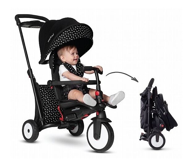 תלת אופן מתקפל סופר קומפקטי  סמארטפולד STR5 Smartfold דגם 2023 - שחור/לבן סמארט טרייק