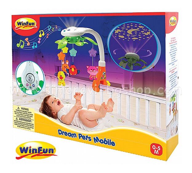 מובייל מנגן לתינוק משולב עם מקרן Winfun