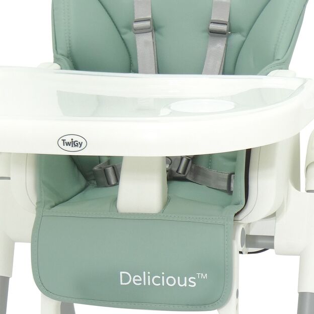 כסא אוכל לילדים Delicious בריפוד דמוי עור, מצבי שכיבה וגובה - שחור Twigy