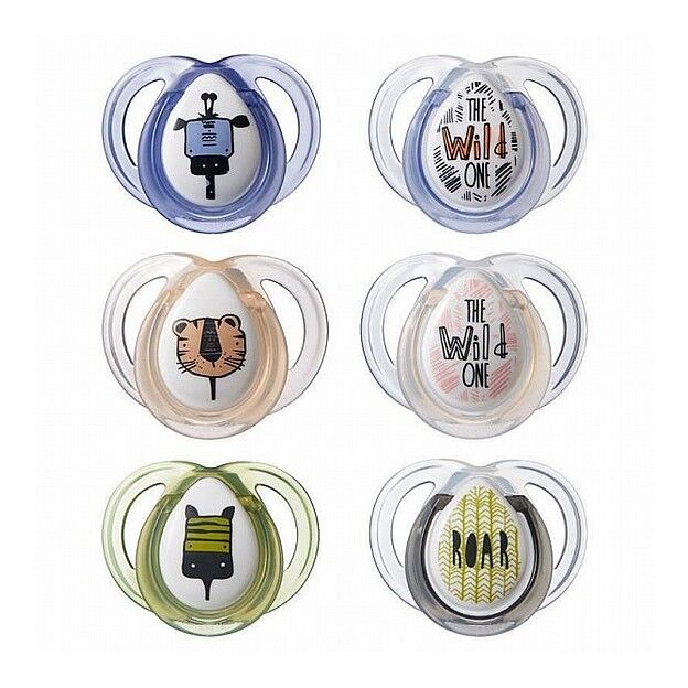 זוג מוצץ איורי חיות 0-6 הכי טבעי Tommee tippee