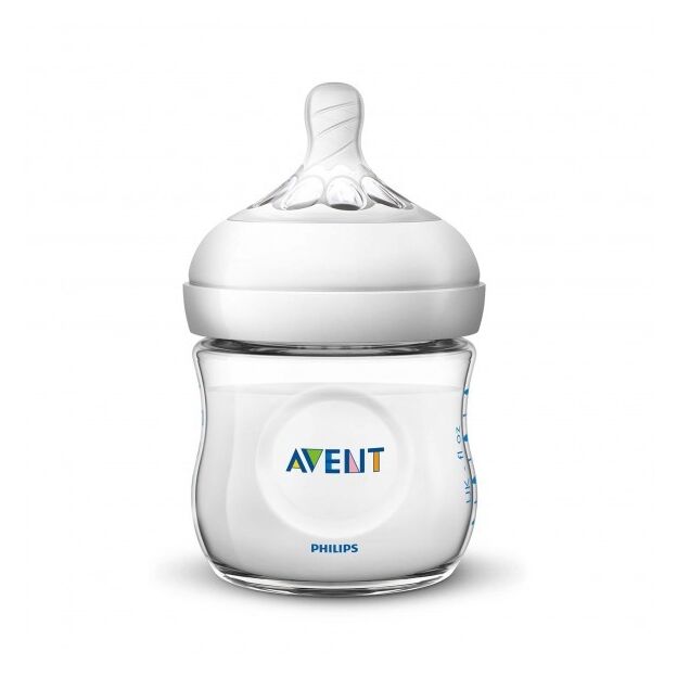 בקבוק נטורל Natural קטן 125 מ״ל 0+ בצבע שקוף Avent