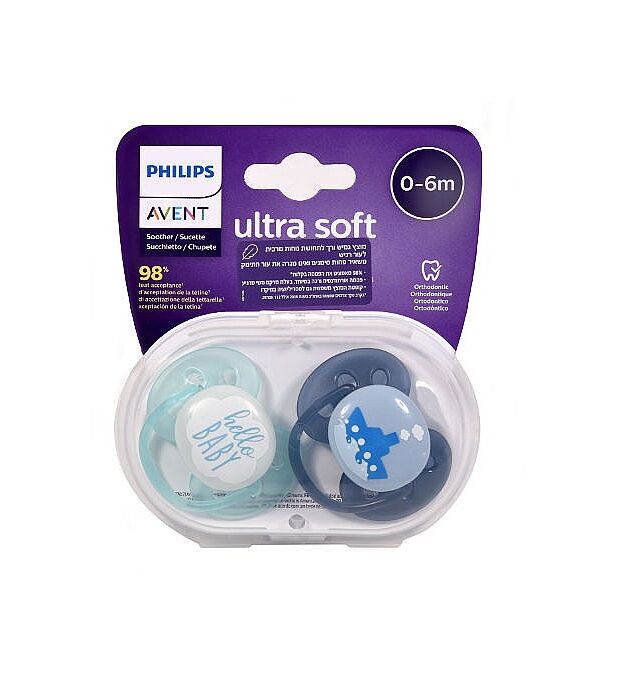 זוג מוצצים 0-6 AVENT ULTRA SOFT אוונט