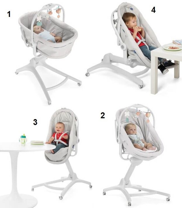 עריסה משולבת עם טרמפולינה וכיסא האכלה Baby Hug 4 In 1 אייר - אפור כהה Dark Grey ציקו
