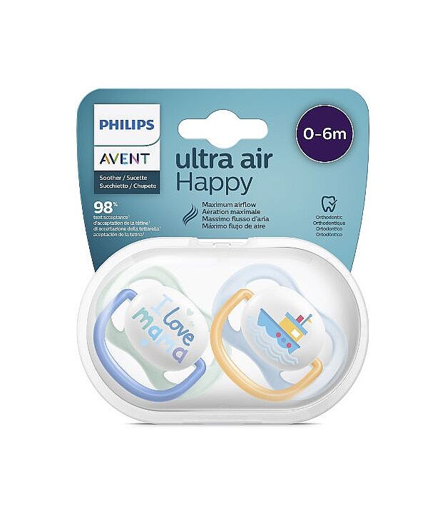 זוג  מוצצים 0-6 חודשים ULTRA AIR HAPPY אוונט