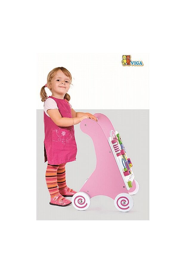 הליכון פעילות מעץ מלא - ורוד ויגה
